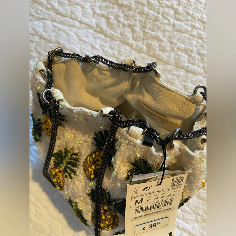 NWT ZARA Limited Edition Collection Pineapple Beaded Purse - Picture 12 of 13